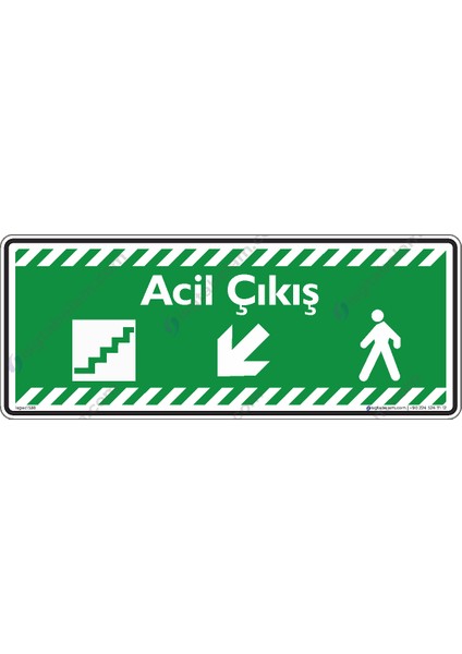 Acil Çıkış Sol Aşağıya Ok/30X12cm/dekota
