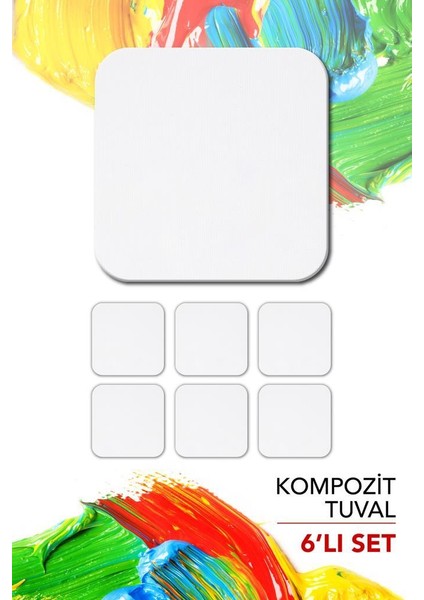 32X32 cm Pres Kompozit Radius Kesim Tuval 6'lı Set