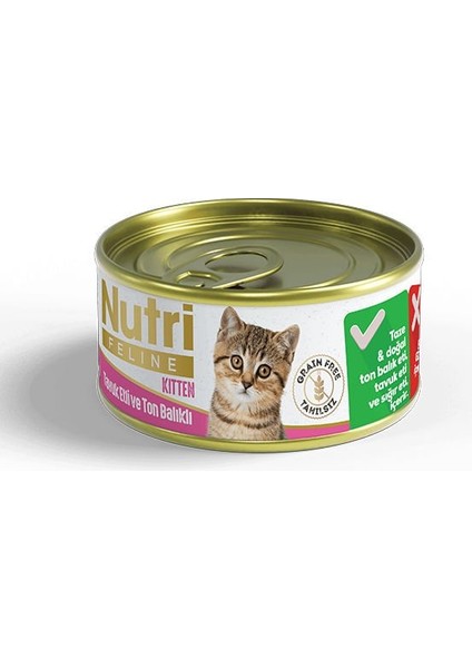 Tavuklu Ton Balıklı Tahılsız Yavru Kedi Konservesi 85 gr