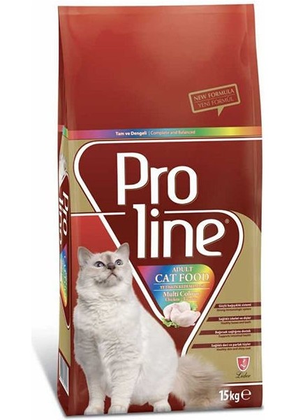 Proline Tavuklu Renkli Taneli Yetişkin Kedi Maması 15 kg