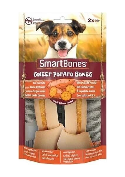 Smartbones Tavuk ve Tatlı Patatesli Medium Düğüm Kemik Köpek Ödülü 2'li 158 gr