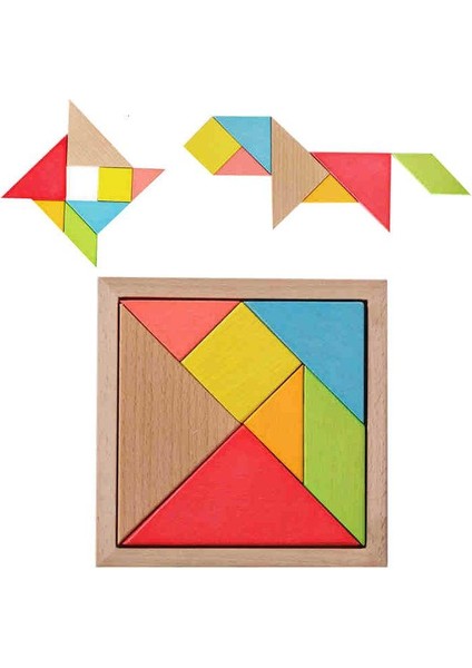 Wooden Toys Doğal Ahşap Eğitici Oyuncak 7 Parça Orta Tangram fırsatları