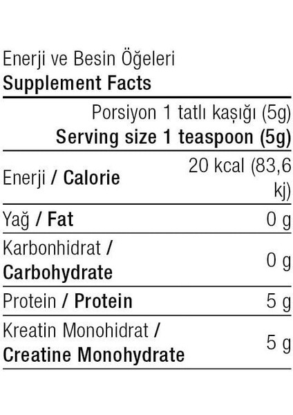 Nutrition Kreatin Monohidrat 300 gr 60 Servis Aromasız