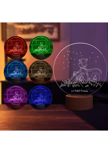Küçük Prens Le Petit Prince LED Lamba Ahşap Taban 7 Farklı Işık Renkli fiyatları