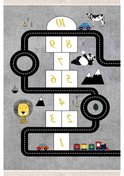 Rakamlı Çocuk Halısı Kolay Temizlenebilen Deri Kaymaz Tabanlı Halı