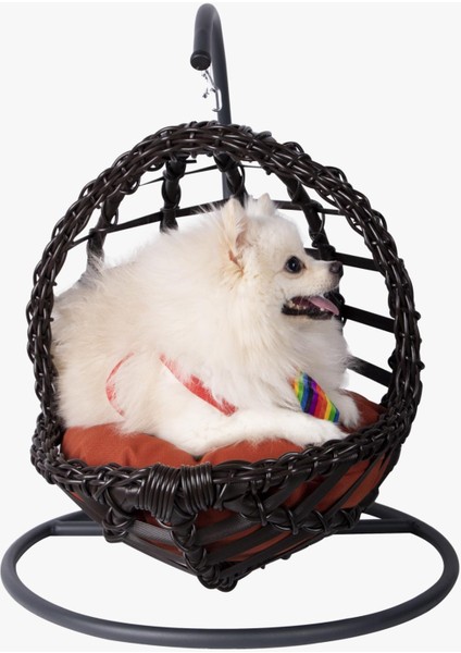 Zoo Kedi&köpek Salıncağı/yatağı Plastik Rattan El Örmesi (Küçük Boy) Kahverengi