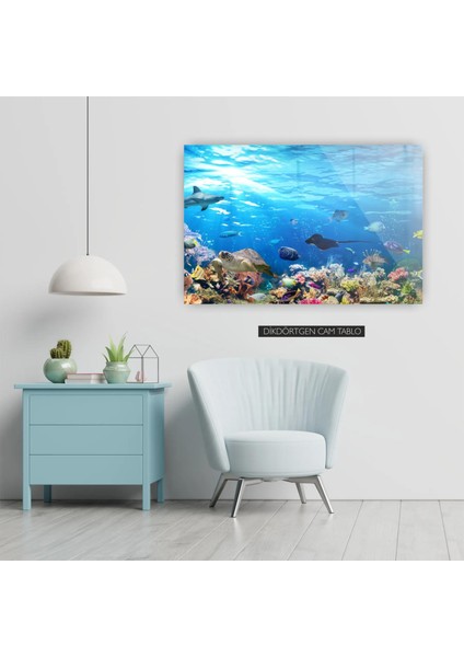 Deniz Canlıları Cam Tablo