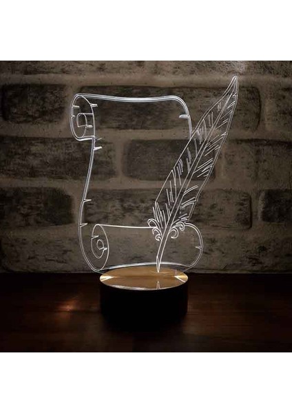Mektup LED Masa Lambası Ahşap Taban 7 Farklı Işık Renkli