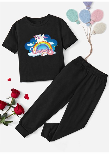 Çocuk Unicorn Alt - Üst Eşofman Takımı