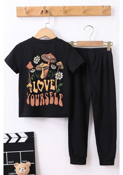 Çocuk Love Yourself Baskılı Alt - Üst Eşofman Takımı