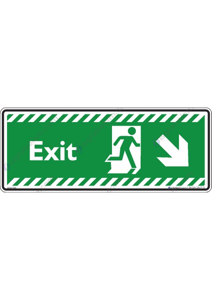 Exit Sağ Aşağıya Ok/30x12cm/fosforlu etiket