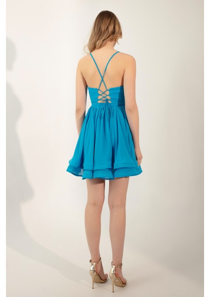 Kadın Indigo Askılı Mini Abiye Elbise indirimleri