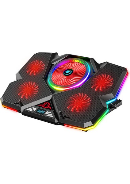 Telefon Tutuculu 12 Rgb Işık Modlu LCD Ekran Yükseklik Ayarlı Fan Kontrollü Oyuncu Notebook Soğutucu