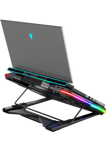 Telefon Tutuculu 12 Rgb Işık Modlu LCD Ekran Yükseklik Ayarlı Fan Kontrollü Oyuncu Notebook Soğutucu