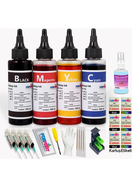 Canon Pıxma TS3150/TS3350 Yazıcı Uyumlu Forprint Dolum Seti 4X100ML