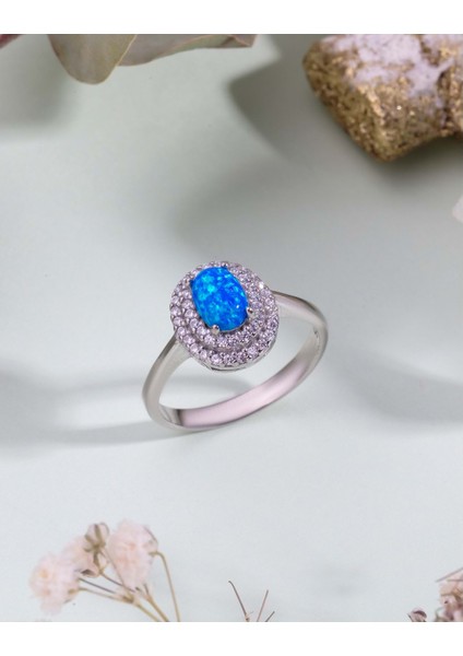 Çift Sıra Taşlı Opal Yüzük - 20