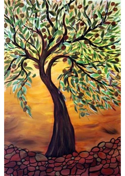 Taş Toprakta Zeytin Ağacı Pixart Sanat Elmas Mozaik Tablo Diamond Türkiye 50*73