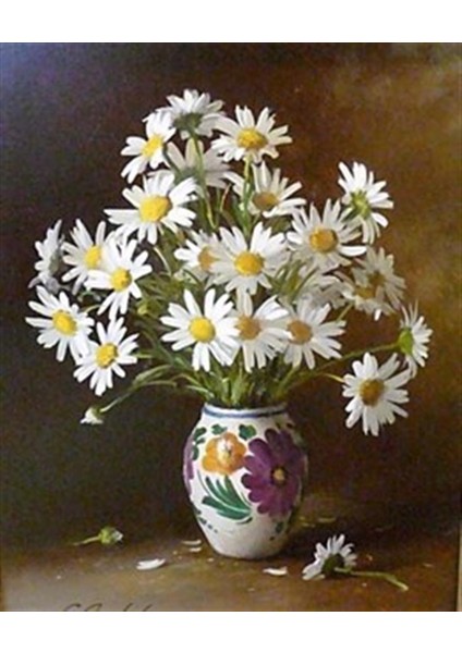 Beyaz Kır Papatyaları Pixart Sanat Elmas Mozaik Tablo Diamond Türkiye 47*57