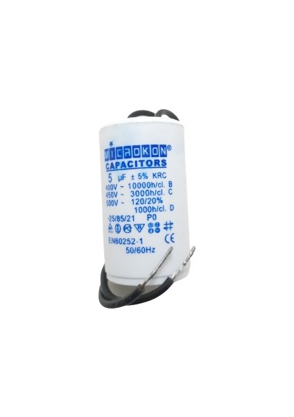 Microkon 5 Mf Plastik Tüp Kondansatör 400-450 V (Daimi)