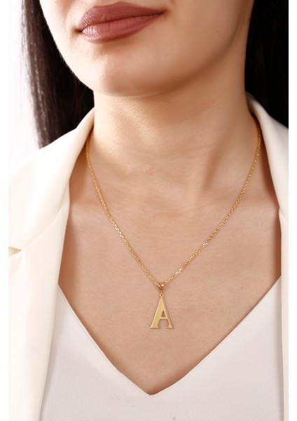Gold Rengi Gümüş Harf Kolye(Her Harf Yapılır)