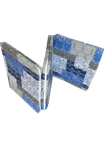 Katlanır Sünger Yatak Ekose Minder Yatak Fermuarlı 70X180X6 Cm-Mavi Etnik fiyatları