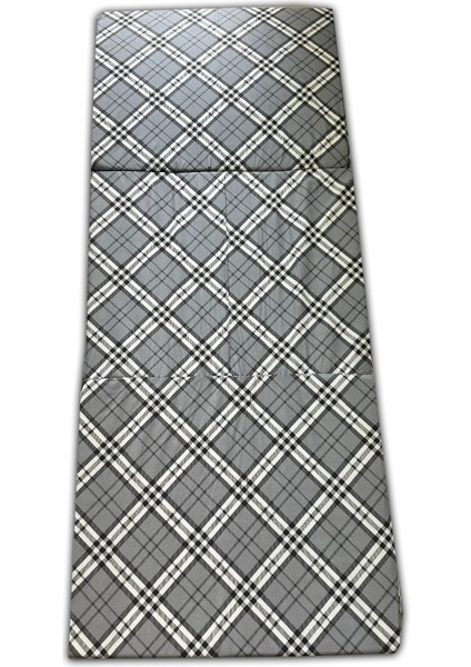 Katlanır Sünger YATAK(70X180X6CM)GRİ Ekose Minder Yatak Fermuarlı