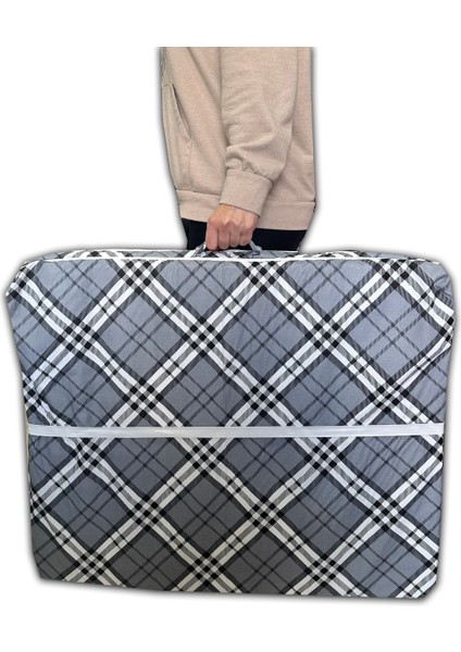 Katlanır Sünger YATAK(70X180X6CM)GRİ Ekose Minder Yatak Fermuarlı modelleri
