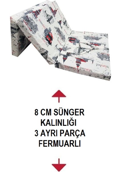 Katlanır Yatak Yer Yatağı Yatak 80X180 Istanbul 8 cm