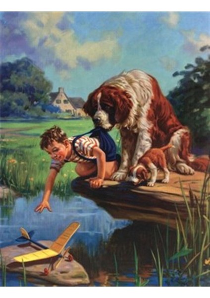 Iskelede Uçağa Uzanan Çocuk Pixart Sanat Elmas Mozaik Tablo Diamond Türkiye 42*55