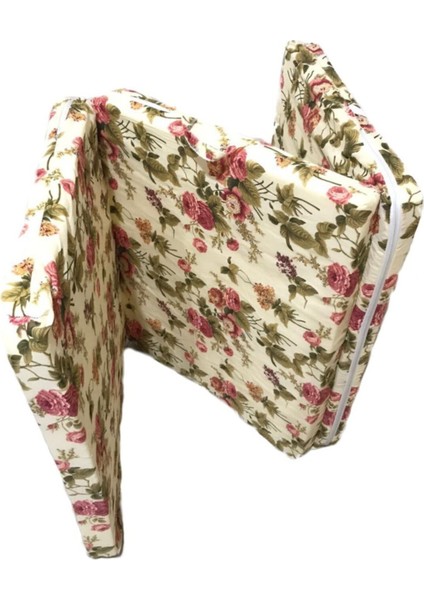 Katlanır Minder Yer Minderi Süngerli Minder Tek Kişilik 80X180 Ingiliz Gülü Deprem Minderi Taşınabilen