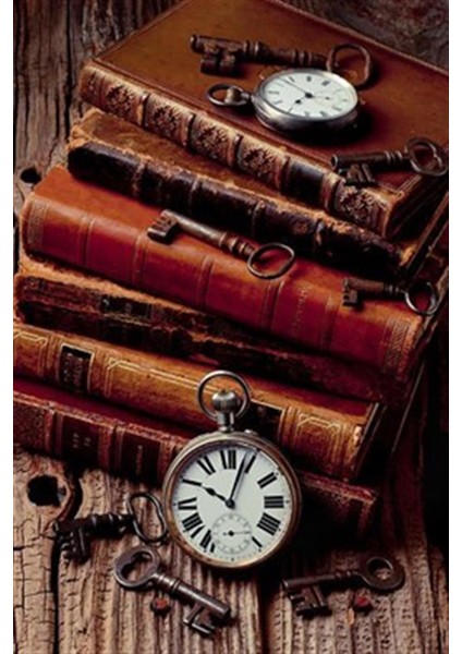 Antika Saatler ve Kitaplar Pixart Sanat Elmas Mozaik Tablo Diamond Türkiye 43*63