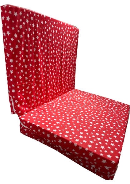 Katlanır Yer Minderi Süngerli Minder Kırmızı Yıldız 80X180 Cm-6 cm Tek Kişilik