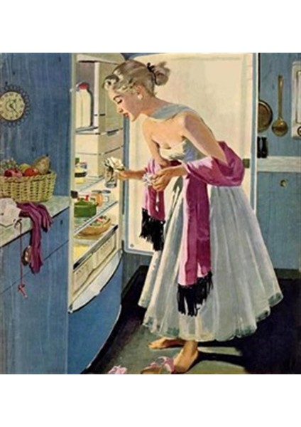 Buzdolabına Bakan Kadın Pixart Sanat Elmas Mozaik Tablo Diamond Türkiye 55*58