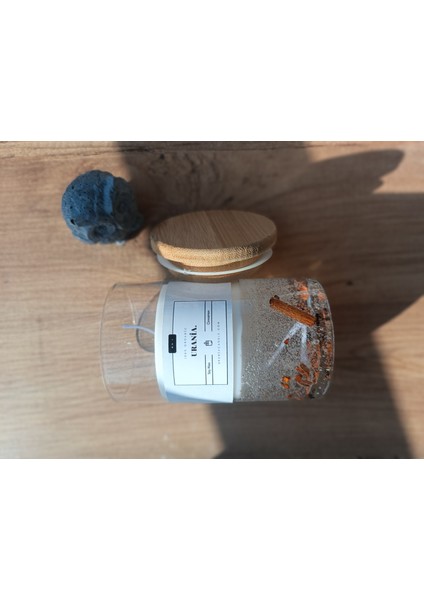 Urania | Doğal Tarçın Kokusu | %100 Doğal Soya Mum | Bambu Kapaklı Cam Kavanoz | Vegan|bambu fiyatları