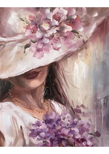 "çiçek Temalı Şapka Pixart Sanat Elmas Mozaik Tablo Diamond Türkiye 40*53 "