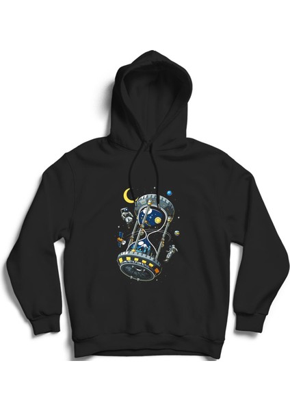 Kum Saati ve Astronot, Astronaut And Hourglass, Uzay Kapüşonlu Sweatshirt Hoodie