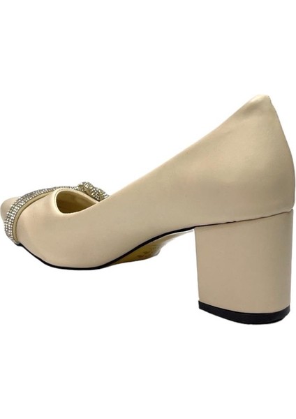 Taş Detaylı Klasik Topuklu Ayakkabı 6 Cm KREM modelleri