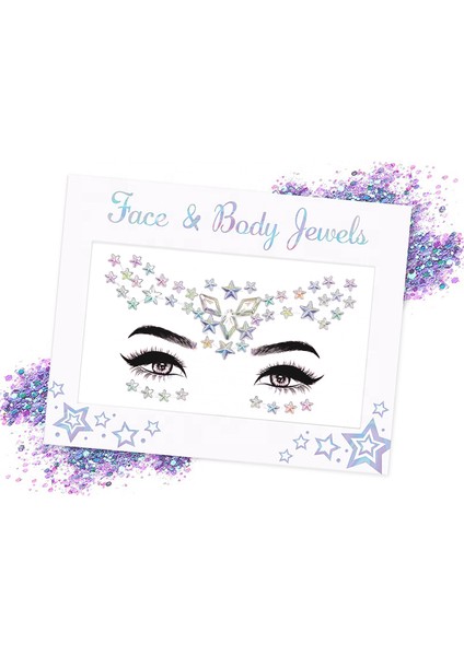 Holografik Yıldız Yüz ve Vücut Taşı Face Gems