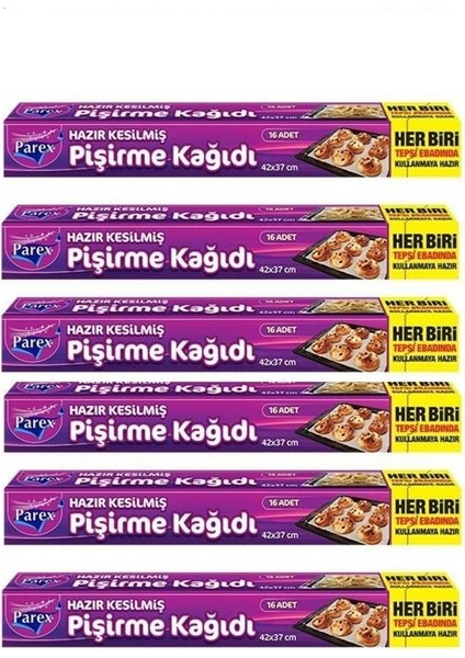 Hazır Kesilmiş Pişirme Kağıdı 16'lı / 6 Adet