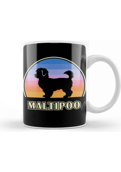 Maltipoo Mom Maltipoo Vintage Sunset Dog Kupa Bardak Porselen
