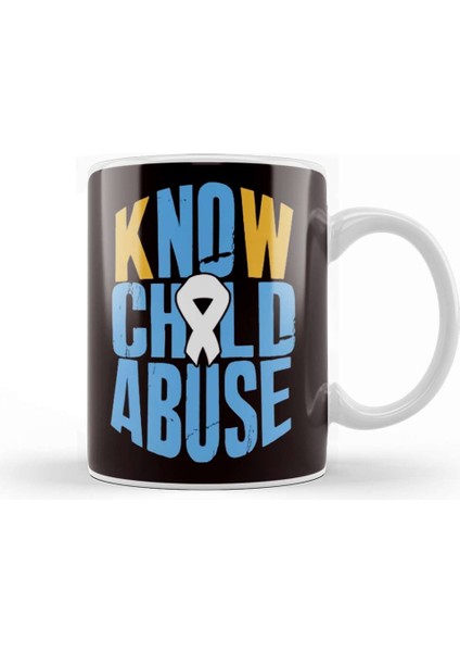 No Child Abuse Prevention Awareness Month April Blue Ribbon Kupa Bardak Porselen