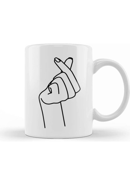 Kpop Korean Love Finger Snap Kupa Bardak Porselen