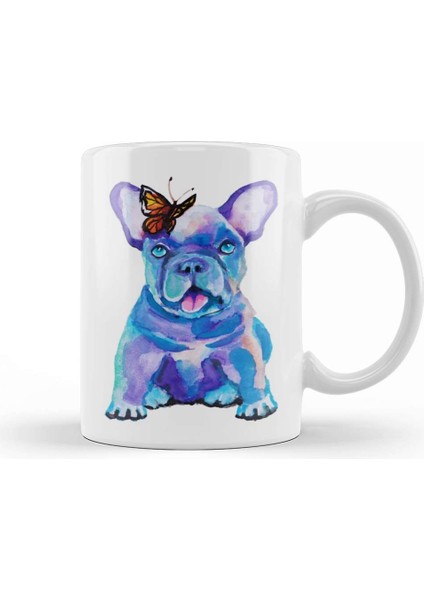 French Bulldog Puppy With A Butterfly Kupa Bardak Porselen