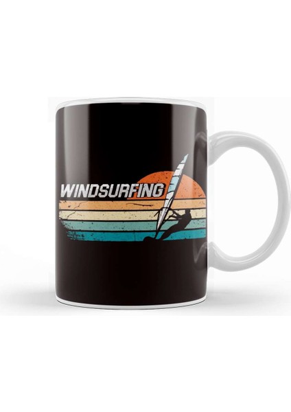 Retro Windsurfing Water Sports Windsurfer Ocean Wave Surfer Kupa Bardak Porselen