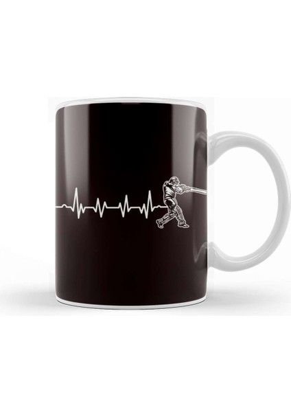 Heartbeat Cricket Player Cricketer Bowler Pitch Kupa Bardak Porselen