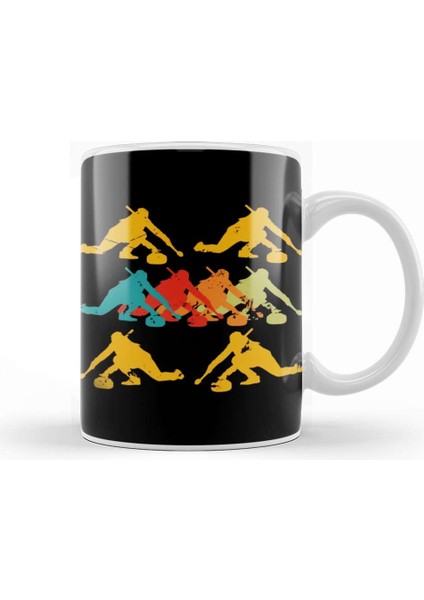 Curling Player Crew Team Coach Stones Winter Ice Sports Kupa Bardak Porselen