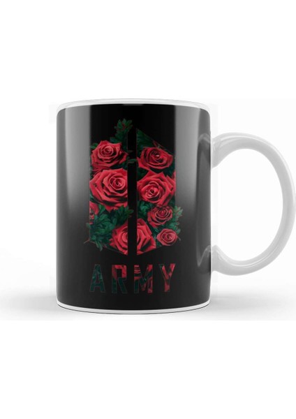 Bts Army Logo Rose Texture Flowers Kpop Army Kupa Bardak Porselen