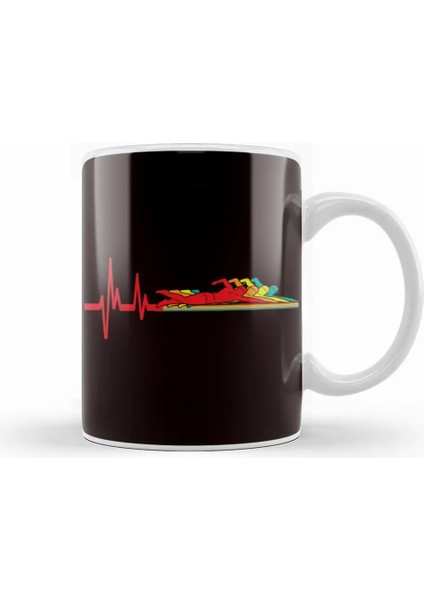 Retro Swimmer Heartbeat Vintage Swimming Pool Water Sports Kupa Bardak Porselen