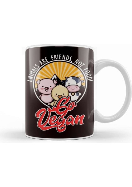 Animal Rights Friends Food Meatless Vegan Vegetarian Veggie Kupa Bardak Porselen