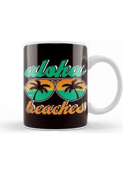 Aloha Vacation Beach Travel Trip Hawaii Island Ocean Summer Kupa Bardak Porselen